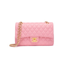 (Pink) New First layer cowhide fashionable and versatile rhombus chain bag popular women's bag temperament single shoulder crossbody bag