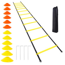 Adjustable Agility Ladder with 12 Rungs - Balance Training Ladder for Sports, Football Speed Training, Includes Ground Stakes