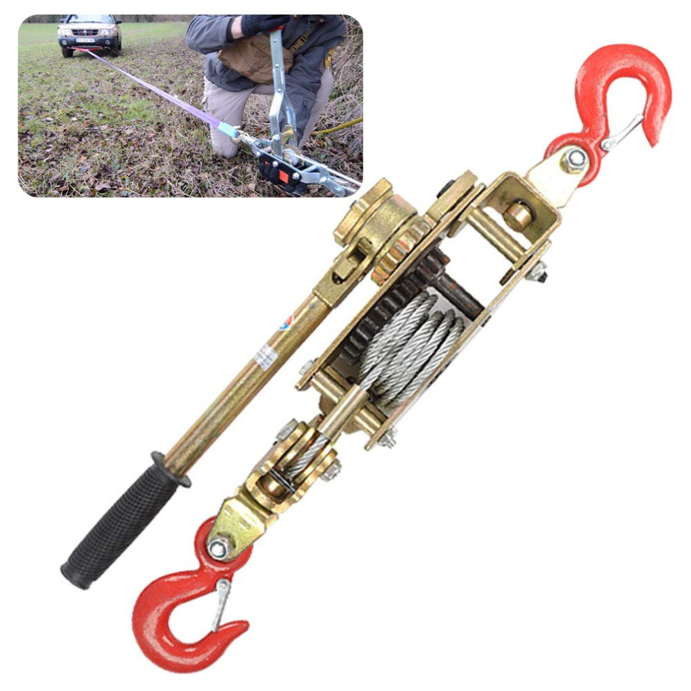 Dual Power Puller 2/3/4 Ton Ratchet Puller With 2 Hooks, Portable Cable Hoist With Locking Mechanism For Trailers 6482260090450