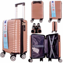 (Rose Gold) Ryan Air Wizz Air Approved Hardcase Suitcase with Detachable 360 Degree Spinner Wheels - 40x20x25 - Lightweight Ideal For Short Trips anti-t