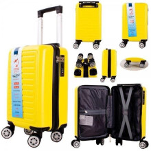 (Yellow) Ryan Air Wizz Air Approved Hardcase Suitcase with Detachable 360 Degree Spinner Wheels - 40x20x25 - Lightweight Ideal For Short Trips anti-t