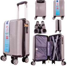 (Silver) Ryan Air Wizz Air Approved Hardcase Suitcase with Detachable 360 Degree Spinner Wheels - 40x20x25 - Lightweight Ideal For Short Trips anti-t