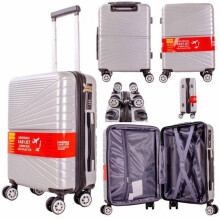(Silver) Easyjet Approved Underseat Suitcase with Detachable 360 Degree Spinner Wheels - 45x36x20 - Lightweight Ideal For Short Trips anti-theft tsa