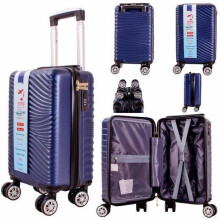 (Navy) Ryan Air Wizz Air Approved Hardcase Suitcase with Detachable 360 Degree Spinner Wheels - 40x20x25 - Lightweight Ideal For Short Trips anti-t