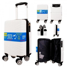 (White) Ryan Air Wizz Air Approved Hardcase Suitcase with Detachable 360 Degree Spinner Wheels - 40x20x25 - Lightweight Ideal For Short Trips anti-t