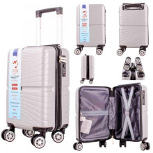 (Silver) Ryan Air Wizz Air Approved Hardcase Suitcase with Detachable 360 Degree Spinner Wheels - 40x20x25 - Lightweight Ideal For Short Trips anti-t