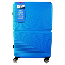 (Light Blue, 20 Inch) Hardshell Lightweight Suitcase - Double Wheel with Combination Lock - Expandable - Durable ABS Hard Shell - Luggage Approved for Majority Ai