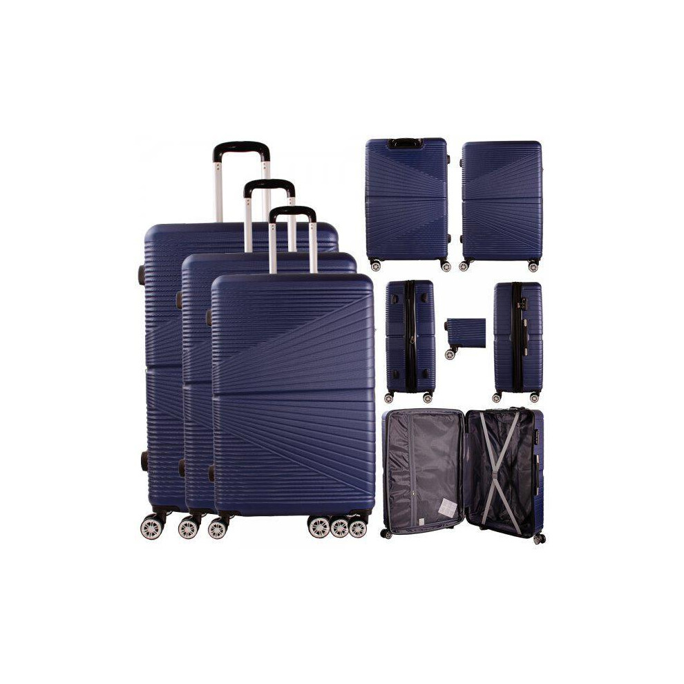 (Navy, 26 Inch) Hardshell Lightweight Suitcase - Double Wheel with Combination Lock - Expandable - Durable ABS Hard Shell - Luggage Approved for Major-image-OPC-PK2VDY7-NEW