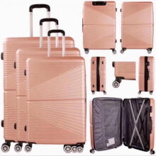(Rose gold, 20 Inch) Hardshell Lightweight Suitcase - Double Wheel with Combination Lock - Expandable - Durable ABS Hard Shell - Luggage Approved for Majority Ai