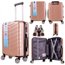 (Rose Gold) Easyjet Approved Hardcase Suitcase with Detachable 360 Degree Spinner Wheels - 45x36x20 - Lightweight Ideal For Short Trips anti-theft tsa l