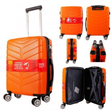 (Orange) Easyjet Approved Hardcase Suitcase with Detachable 360 Degree Spinner Wheels - 45x36x20 - Lightweight Ideal For Short Trips anti-theft tsa l