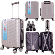 (Silver) Easyjet Approved Hardcase Suitcase with Detachable 360 Degree Spinner Wheels - 45x36x20 - Lightweight Ideal For Short Trips anti-theft tsa l