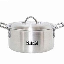 (28cm) MEGA Aluminium Deep Stockpot with Lid - Heavy Duty Soup Pot Saucepan Cooking Pan Stew Catering Heavy Duty Lid