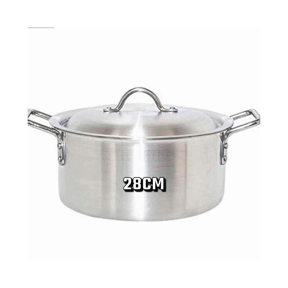 (28cm) MEGA Aluminium Deep Stockpot with Lid - Heavy Duty Soup Pot Saucepan Cooking Pan Stew Catering Heavy Duty Lid