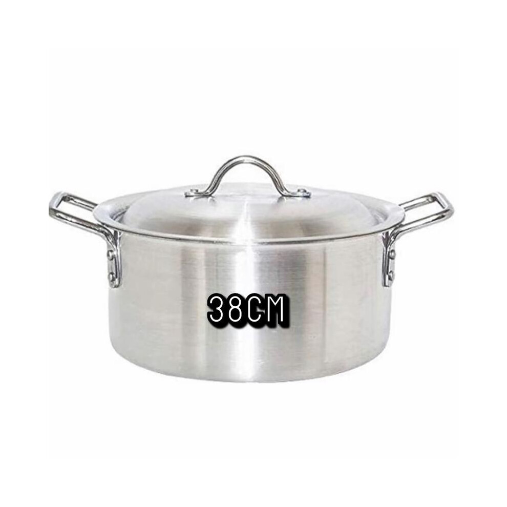 (38cm) MEGA Aluminium Deep Stockpot with Lid - Heavy Duty Soup Pot Saucepan Cooking Pan Stew Catering Heavy Duty Lid