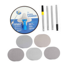 Manual Drywall Sander with 9 Inch Round Head and Extension Rod, 360 Degree Rotating Tool for Walls and Ceilings