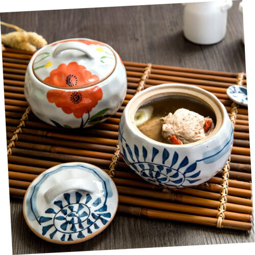 Ceramic Soup Bowls Set with Lid - 1 Piece Kitchen Tableware, Durable Stoneware, Ideal for Serving and Storage 2