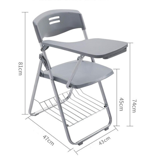 Folding Conference Chair with Tablet Arm, Mesh Back, Padded Seat, Stackable, Yellow, Suitable for Office School Training 1