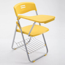 Folding Conference Chair with Tablet Arm, Mesh Back, Padded Seat, Stackable, Yellow, Suitable for Office School Training