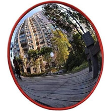 Convex Safety Mirror 80 cm, Red Rainproof Traffic Mirror for Garage, Driveways, Office, Parking, Spherical Rotating Design