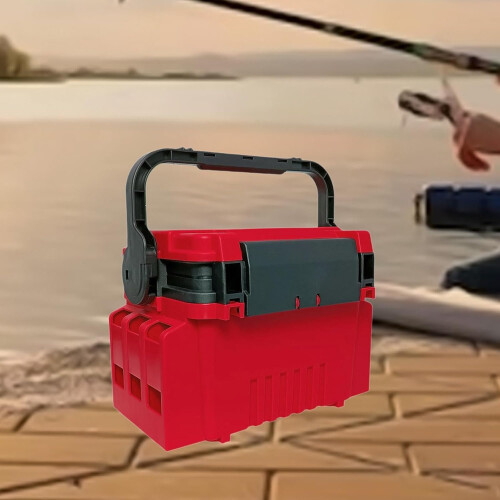 Portable Fishing Tackle Box with Double-Layer Design, Handheld Function, Waterproof, Red Color 2