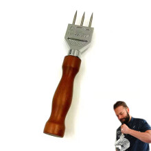 Ice Axe 304 Stainless Steel Three Prong Ice Pick with Wooden Handle for Bartending and Ice Chipping