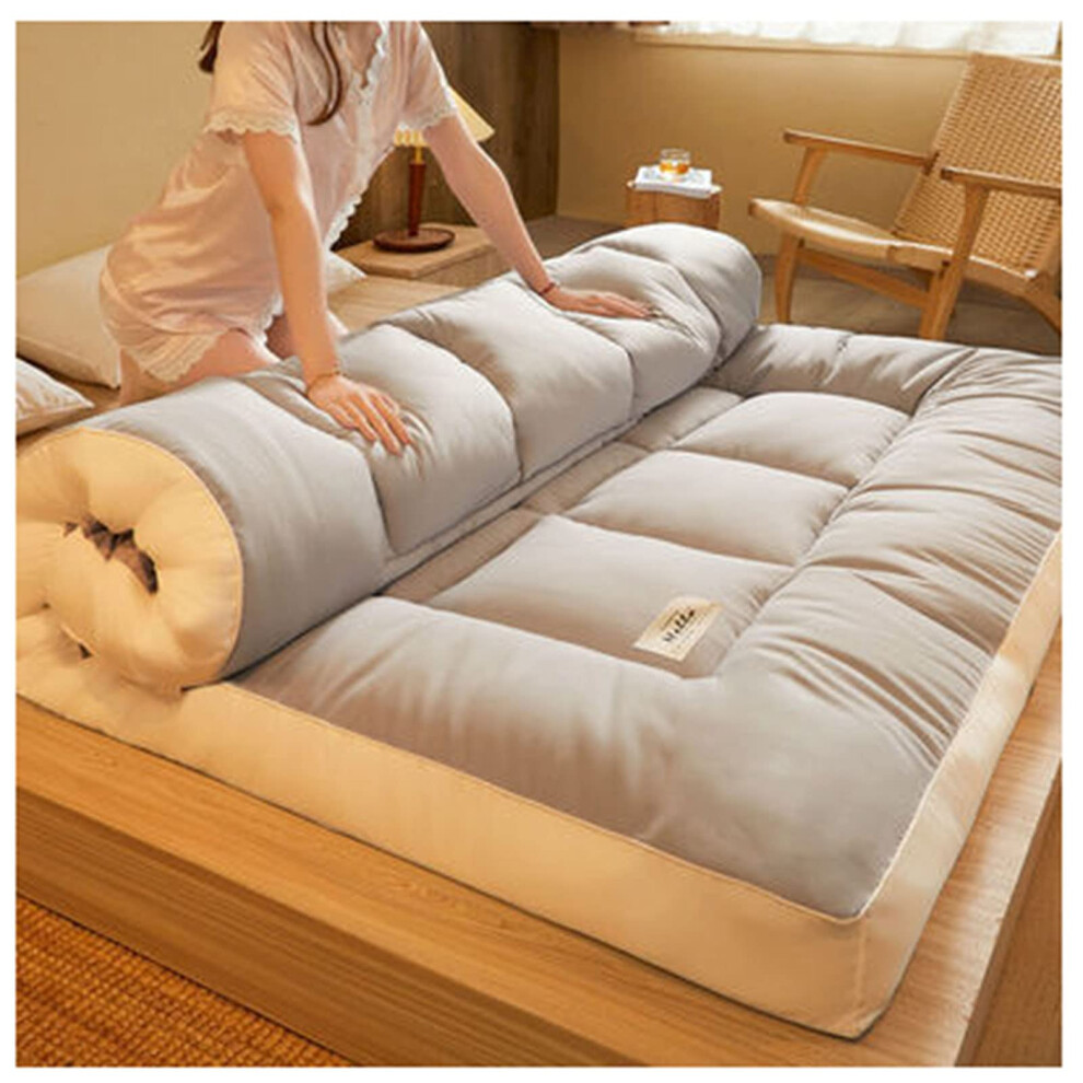 Japanese Futon Mattress 180x200 cm Thick Portable Foldable Floor Mat Soft Grey Tatami Sleeping Pad for Bedroom or Sofa-image-OPC-PK2VGYM-NEW