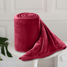(Single , Burgundy) Soft Fleece Blanket 310 GSM Fox Fur Polyester Throw - Warm Bed Sofa Couch Throw - Super Soft Plush Winter Blanket
