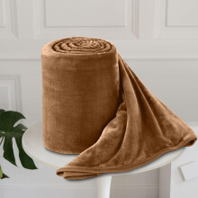 (Single , Coffee) Soft Fleece Blanket 310 GSM Fox Fur Polyester Throw - Warm Bed Sofa Couch Throw - Super Soft Plush Winter Blanket