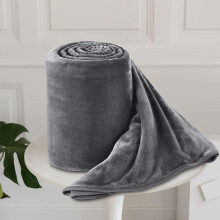 (Single , Grey) Soft Fleece Blanket 310 GSM Fox Fur Polyester Throw - Warm Bed Sofa Couch Throw - Super Soft Plush Winter Blanket