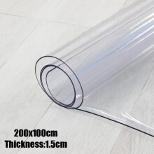 (200x100CM) CROWNSHOP Clear Transparent Vinyl PVC Tablecloth 1.5mm Thick Table Protector Plastic Cover
