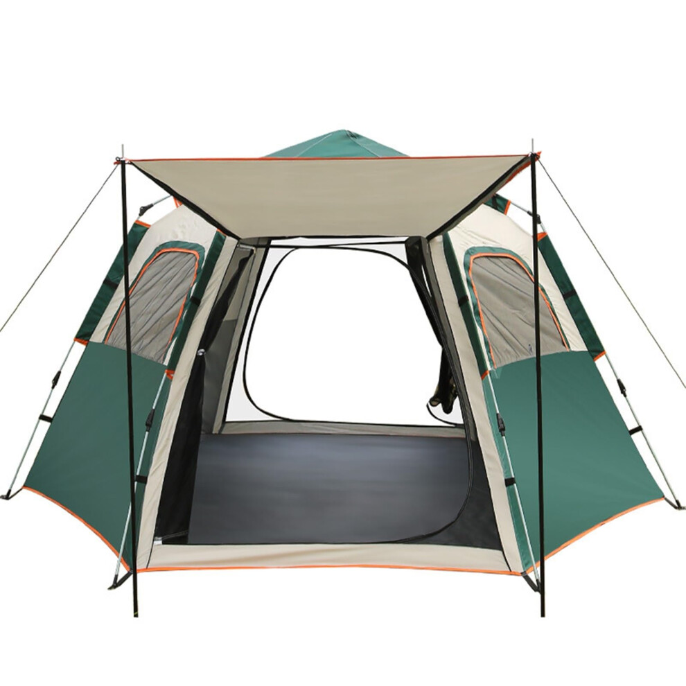 Camping Tent 3-4/5-8 Person Instant Pop Up Storm Proof Rainproof Hexagonal Family Tent 280x240x160cm Green-image-OPC-PK2VHQG-NEW