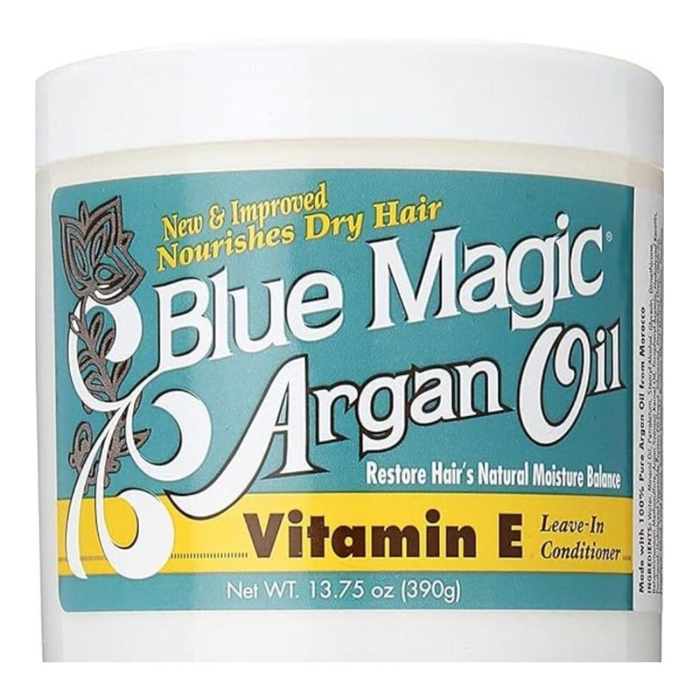 Blue Magic Argan Oil Vitamin E Leave-In Conditioner |Nourishing Moisture & Repair - 390G
