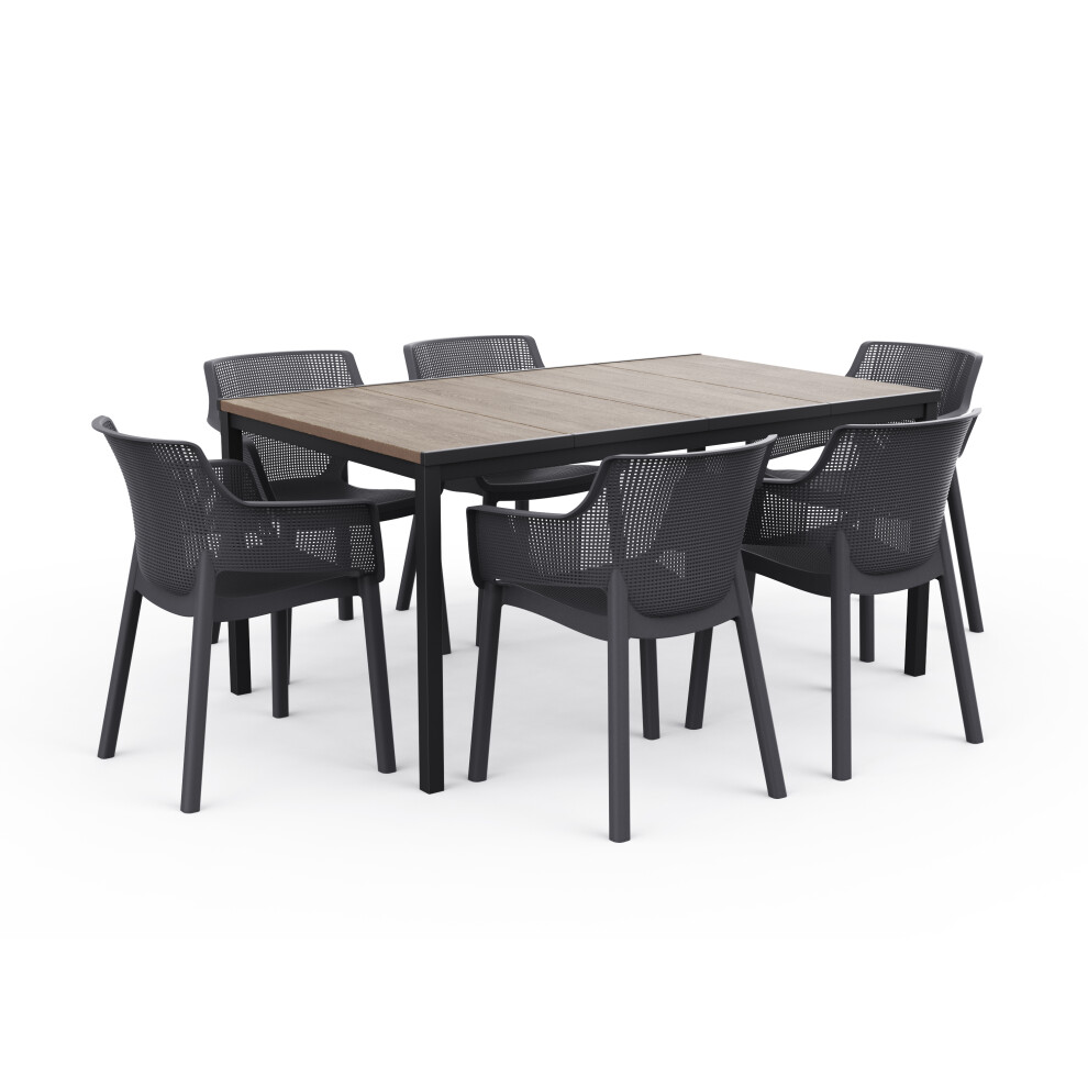 Keter Porto Table And 6 Elisa Chairs Black