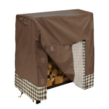 Firewood Rack Outdoor Wood Shelf with Dust Cover, Coffee Color, Essential Fireplace Protection for Firewood Storage