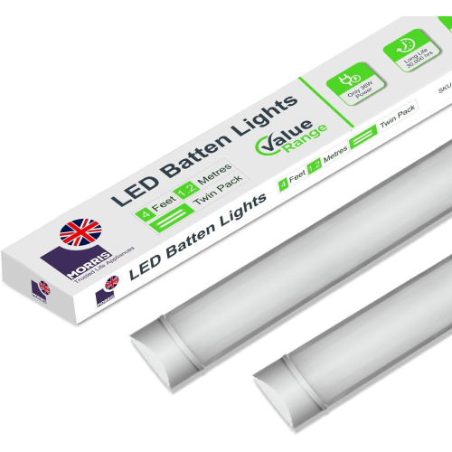LED Batten Light 5ft Ceiling Strip 6500K Daylight Office Pack of 2