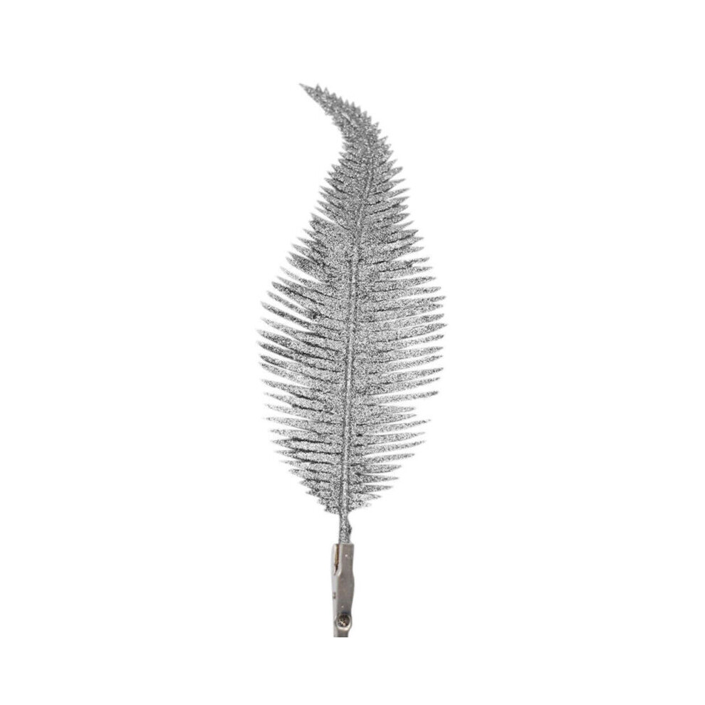 (6Pcs, ) 1/6 Pcs Christmas Tree Decorations Clip On Feathers Glittery Baubles Xmas Ornaments Silver