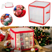 Christmas Baubles Storage Box with Card Slot Xmas Tree Decor Balls Organiser Foldable Bag Case
