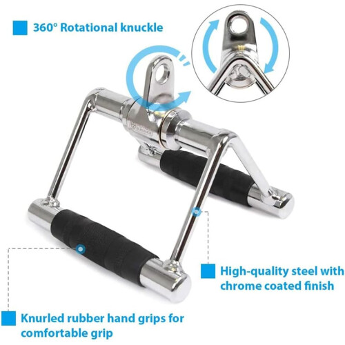 Double D Handle Cable Attachment V Handle for Cable Machines - Durable Rowing Handle for Home Gym Strength Training (1 Pack) 2