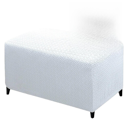 Hockerbezug Quadratisch Spandex Ottoman Slipcovers M Size White Stretch Fabric Rectangle Footrest Protector