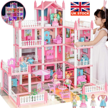 Kids Dollhouse 4 Storey 11 Rooms Playhouse with Furniture Xmas Gift