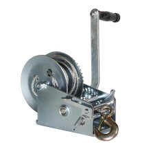 Steel Manual Hand Winch with Two-Way Brake, Two-Speed Transmission, 1800 lbs Capacity, 5M for Boat Trailers and Industrial Use