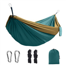 Outdoor Camping Hammock for One Person, 270 x 140 cm, Dark Green Parachute Fabric, Ideal for Garden, Travel, and Leisure