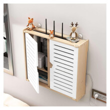 2-Layer WiFi Router Storage Box, Wooden Router Shelf for Wall-Mounted TV Set-Top Box, 37x33 cm, Decorative Router Stand