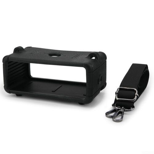 Shockproof Silicone Speaker Cover with Adjustable Strap for Portable Use - Black Compatible Accessory for Marshall Emberton