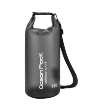 Black Waterproof Bag 10L With Adjustable Shoulder Strap For Travel Camping Hiking Swimming Boating Fishing