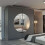 (Grey, 150cm) Round Mirror Sliding Wardrobe 2