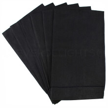 Essuie-mains ajours en lin noir CleverDelights - Paquet de 6 - 14"""" x 22"""" - Serviette du bout des doigts