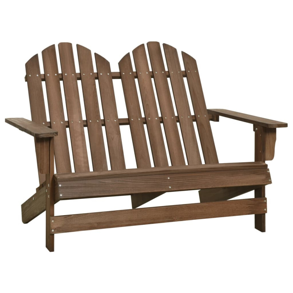Vidaxl Solid Fir Wood 2-Seater Garden Adirondack Chair Brown Wooden Armchair