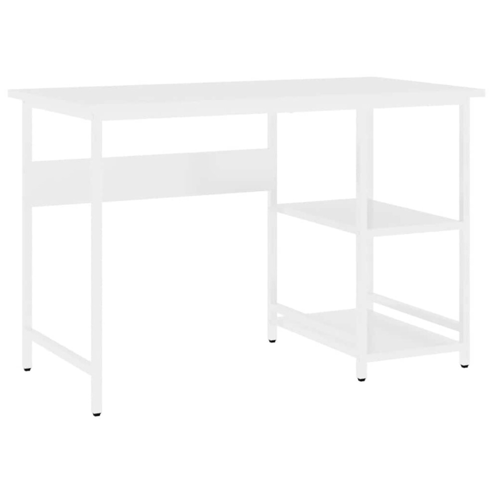 Vidaxl Computer Desk White Mdf And Metal Office Study Working Side Desk Table